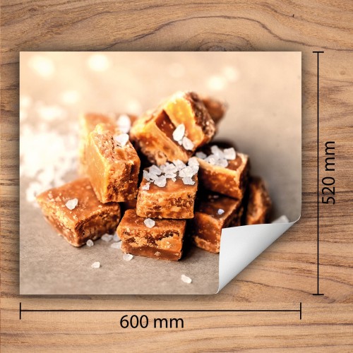 Mata ochronna na kuchenkę indukcyjną 60x52 cm - Mata antypoślizgowa na blat - Płyta ochronna zwijana - Dekoracja do kuchni - Więcej miejsca - Brązowa słodycze
