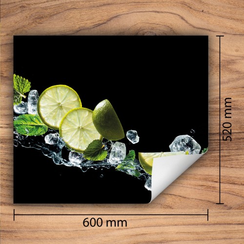 Mata ochronna na kuchenkę indukcyjną 60x52 cm - Mata antypoślizgowa na blat - Płyta ochronna zwijana - Dekoracja do kuchni - Więcej miejsca - Czarna limonka
