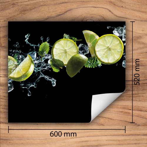 Mata ochronna na kuchenkę indukcyjną 60x52 cm - Mata antypoślizgowa na blat - Płyta ochronna zwijana - Dekoracja do kuchni - Więcej miejsca - Limonka Czarna