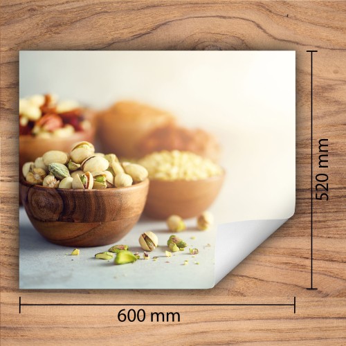 Mata ochronna na kuchenkę indukcyjną 60x52 cm - Mata antypoślizgowa na blat - Płyta ochronna zwijana - Dekoracja do kuchni - Więcej miejsca - Pistacje Jedzenie