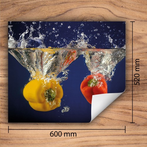 Mata ochronna na kuchenkę indukcyjną 60x52 cm - Mata antypoślizgowa na blat - Płyta ochronna zwijana - Dekoracja do kuchni - Więcej miejsca - Kolorowa papryka