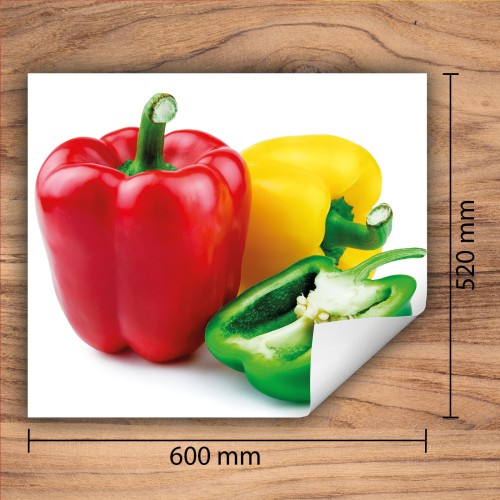 Mata ochronna na kuchenkę indukcyjną 60x52 cm - Mata antypoślizgowa na blat - Płyta ochronna zwijana - Dekoracja do kuchni - Więcej miejsca - Biała papryka