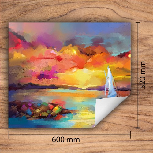 Mata ochronna na kuchenkę indukcyjną 60x52 cm - Mata antypoślizgowa na blat - Płyta ochronna zwijana - Dekoracja do kuchni - Więcej miejsca - Kolorowa łódki