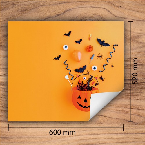 Mata ochronna na kuchenkę indukcyjną 60x52 cm - Mata antypoślizgowa na blat - Płyta ochronna zwijana - Dekoracja do kuchni - Więcej miejsca - Pomarańcz Halloween