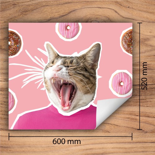 Mata ochronna na kuchenkę indukcyjną 60x52 cm - Mata antypoślizgowa na blat - Płyta ochronna zwijana - Dekoracja do kuchni - Więcej miejsca - Różowa kot