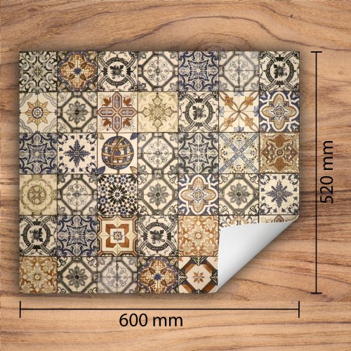 Mata ochronna na kuchenkę indukcyjną 60x52 cm - Mata antypoślizgowa na blat - Płyta ochronna zwijana - Dekoracja do kuchni - Więcej miejsca - Mozaika Brązowa