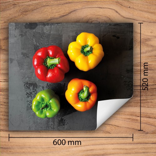 Mata ochronna na kuchenkę indukcyjną 60x52 cm - Mata antypoślizgowa na blat - Płyta ochronna zwijana - Dekoracja do kuchni - Więcej miejsca - Papryka kolorowa