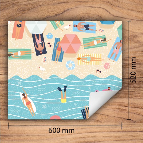 Mata ochronna na kuchenkę indukcyjną 60x52 cm - Mata antypoślizgowa na blat - Płyta ochronna zwijana - Dekoracja do kuchni - Więcej miejsca - Lato plaża