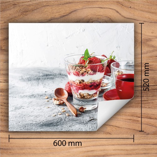 Mata ochronna na kuchenkę indukcyjną 60x52 cm - Mata antypoślizgowa na blat - Płyta ochronna zwijana - Dekoracja do kuchni - Więcej miejsca - Truskawki deserowe