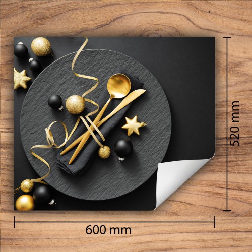 Mata ochronna na kuchenkę indukcyjną 60x52 cm - Mata antypoślizgowa na blat - Płyta ochronna zwijana - Dekoracja do kuchni - Więcej miejsca - Czarna wakacje