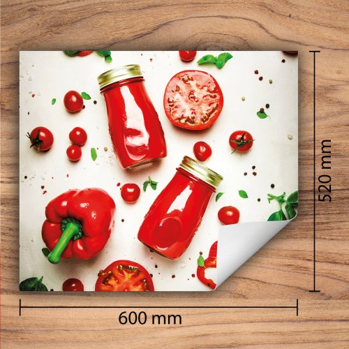 Mata ochronna na kuchenkę indukcyjną 60x52 cm - Mata antypoślizgowa na blat - Płyta ochronna zwijana - Dekoracja do kuchni - Więcej miejsca - Papryka Czerwona