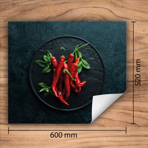 Mata ochronna na kuchenkę indukcyjną 60x52 cm - Mata antypoślizgowa na blat - Płyta ochronna zwijana - Dekoracja do kuchni - Więcej miejsca - Chili Czerwona