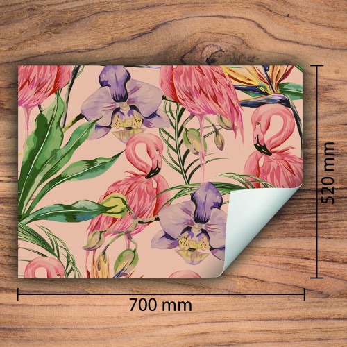 Mata ochronna na kuchenkę indukcyjną 70x52 cm - Mata antypoślizgowa na blat - Płyta ochronna zwijana - Dekoracja do kuchni - Więcej miejsca - Różowy flaming