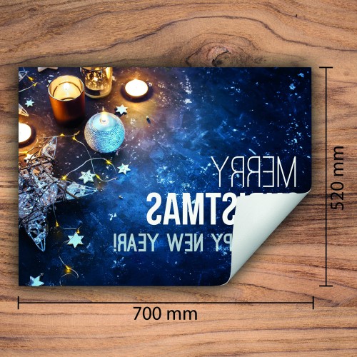 Mata ochronna na kuchenkę indukcyjną 70x52 cm - Mata antypoślizgowa na blat - Płyta ochronna zwijana - Dekoracja do kuchni - Więcej miejsca - Niebieski Święta
