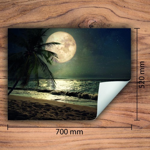 Mata ochronna na kuchenkę indukcyjną 70x52 cm - Mata antypoślizgowa na blat - Płyta ochronna zwijana - Dekoracja do kuchni - Więcej miejsca - Plaża Księżyc
