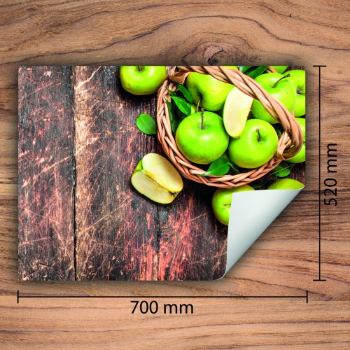 Mata ochronna na kuchenkę indukcyjną 70x52 cm - Mata antypoślizgowa na blat - Płyta ochronna zwijana - Dekoracja do kuchni - Więcej miejsca - Zielone jabłka