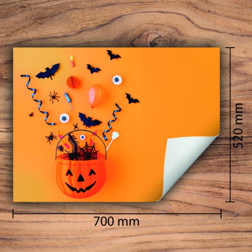 Mata ochronna na kuchenkę indukcyjną 70x52 cm - Mata antypoślizgowa na blat - Płyta ochronna zwijana - Dekoracja do kuchni - Więcej miejsca - Pomarańcz Halloween