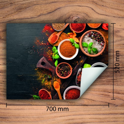 Mata ochronna na kuchenkę indukcyjną 70x52 cm - Mata antypoślizgowa na blat - Płyta ochronna zwijana - Dekoracja do kuchni - Więcej miejsca - Kolorowa przyprawy