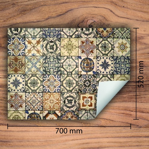 Mata ochronna na kuchenkę indukcyjną 70x52 cm - Mata antypoślizgowa na blat - Płyta ochronna zwijana - Dekoracja do kuchni - Więcej miejsca - Mozaika Brązowa