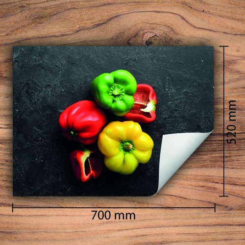Mata ochronna na kuchenkę indukcyjną 70x52 cm - Mata antypoślizgowa na blat - Płyta ochronna zwijana - Dekoracja do kuchni - Więcej miejsca - Papryka Kolorowa