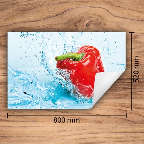 Mata ochronna na kuchenkę indukcyjną 80x52 cm - Mata antypoślizgowa na blat - Płyta ochronna zwijana - Dekoracja do kuchni - Więcej miejsca - Czerwona papryka