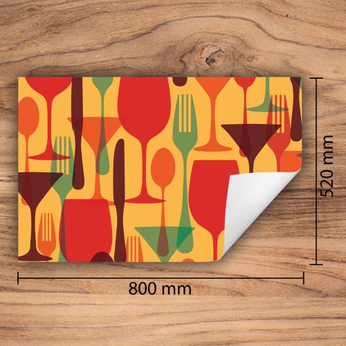 Mata ochronna na kuchenkę indukcyjną 80x52 cm - Mata antypoślizgowa na blat - Płyta ochronna zwijana - Dekoracja do kuchni - Więcej miejsca - Kolorowa sztućce