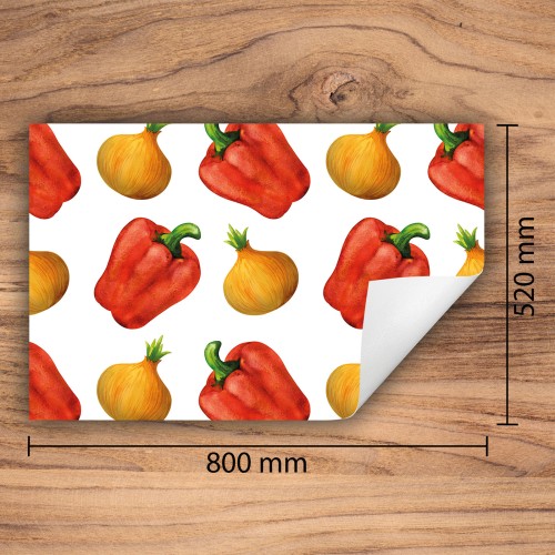 Mata ochronna na kuchenkę indukcyjną 80x52 cm - Mata antypoślizgowa na blat - Płyta ochronna zwijana - Dekoracja do kuchni - Więcej miejsca - Papryka czerwona