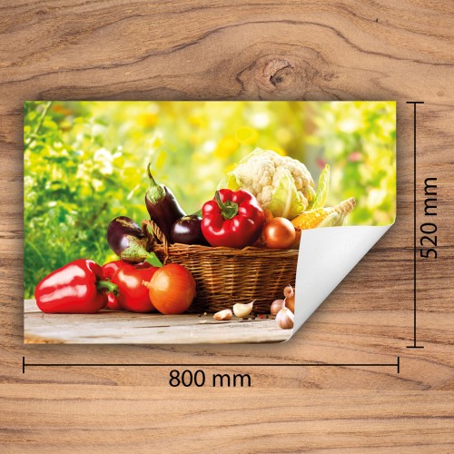 Mata ochronna na kuchenkę indukcyjną 80x52 cm - Mata antypoślizgowa na blat - Płyta ochronna zwijana - Dekoracja do kuchni - Więcej miejsca - Warzywa Kolorowa