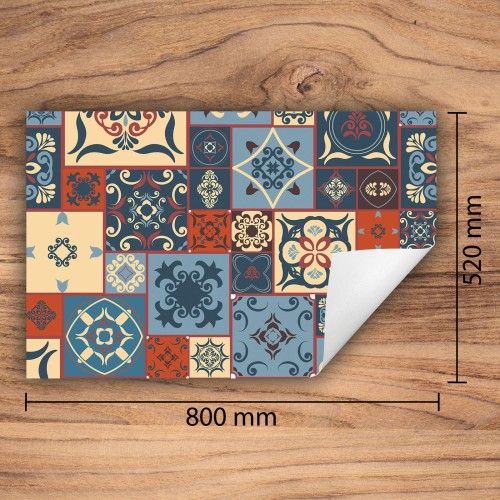 Mata ochronna na kuchenkę indukcyjną 80x52 cm - Mata antypoślizgowa na blat - Płyta ochronna zwijana - Dekoracja do kuchni - Więcej miejsca - Kolorowa mozaika
