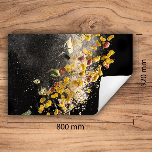 Mata ochronna na kuchenkę indukcyjną 80x52 cm - Mata antypoślizgowa na blat - Płyta ochronna zwijana - Dekoracja do kuchni - Więcej miejsca - Żywność czarna