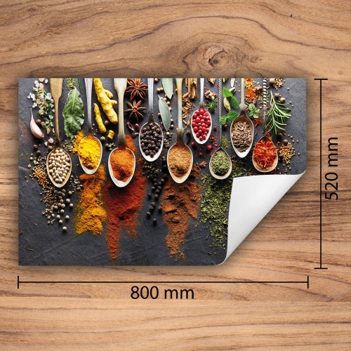 Mata ochronna na kuchenkę indukcyjną 80x52 cm - Mata antypoślizgowa na blat - Płyta ochronna zwijana - Dekoracja do kuchni - Więcej miejsca - Kolorowa przyprawy
