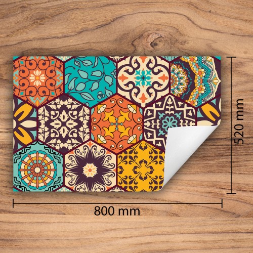 Mata ochronna na kuchenkę indukcyjną 80x52 cm - Mata antypoślizgowa na blat - Płyta ochronna zwijana - Dekoracja do kuchni - Więcej miejsca - Kolorowa mozaika