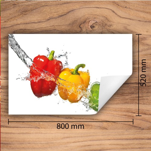 Mata ochronna na kuchenkę indukcyjną 80x52 cm - Mata antypoślizgowa na blat - Płyta ochronna zwijana - Dekoracja do kuchni - Więcej miejsca - Papryka Biała