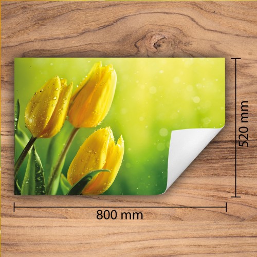 Mata ochronna na kuchenkę indukcyjną 80x52 cm - Mata antypoślizgowa na blat - Płyta ochronna zwijana - Dekoracja do kuchni - Więcej miejsca - Tulipany Żółta