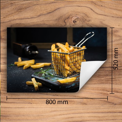 Mata ochronna na kuchenkę indukcyjną 80x52 cm - Mata antypoślizgowa na blat - Płyta ochronna zwijana - Dekoracja do kuchni - Więcej miejsca - Chipsy Jedzenie