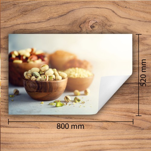 Mata ochronna na kuchenkę indukcyjną 80x52 cm - Mata antypoślizgowa na blat - Płyta ochronna zwijana - Dekoracja do kuchni - Więcej miejsca - Pistacje Jedzenie