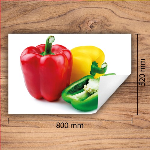 Mata ochronna na kuchenkę indukcyjną 80x52 cm - Mata antypoślizgowa na blat - Płyta ochronna zwijana - Dekoracja do kuchni - Więcej miejsca - Biała papryka