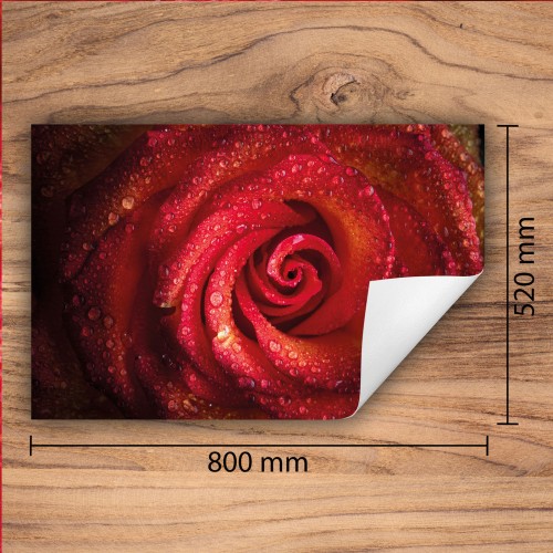 Mata ochronna na kuchenkę indukcyjną 80x52 cm - Mata antypoślizgowa na blat - Płyta ochronna zwijana - Dekoracja do kuchni - Więcej miejsca - Czerwona róża