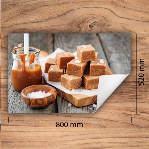 Mata ochronna na kuchenkę indukcyjną 80x52 cm - Mata antypoślizgowa na blat - Płyta ochronna zwijana - Dekoracja do kuchni - Więcej miejsca - Słodycze Drewno