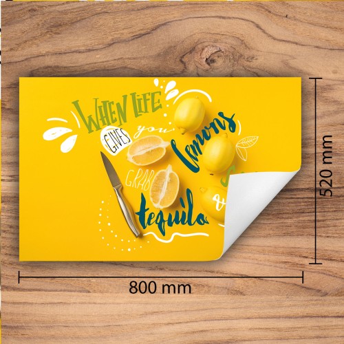 Mata ochronna na kuchenkę indukcyjną 80x52 cm - Mata antypoślizgowa na blat - Płyta ochronna zwijana - Dekoracja do kuchni - Więcej miejsca - Żółta cytryna
