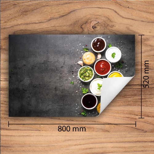 Mata ochronna na kuchenkę indukcyjną 80x52 cm - Mata antypoślizgowa na blat - Płyta ochronna zwijana - Dekoracja do kuchni - Więcej miejsca - Przyprawy łupek