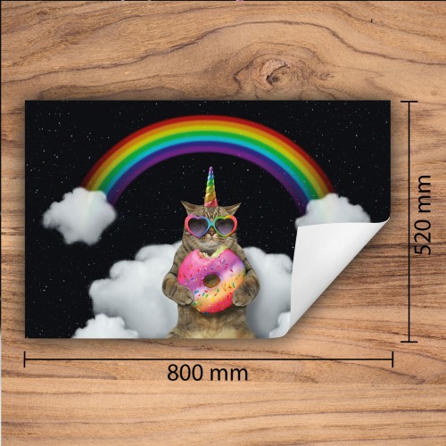 Mata ochronna na kuchenkę indukcyjną 80x52 cm - Mata antypoślizgowa na blat - Płyta ochronna zwijana - Dekoracja do kuchni - Więcej miejsca - Tęcza kot