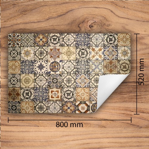 Mata ochronna na kuchenkę indukcyjną 80x52 cm - Mata antypoślizgowa na blat - Płyta ochronna zwijana - Dekoracja do kuchni - Więcej miejsca - Mozaika Brązowa