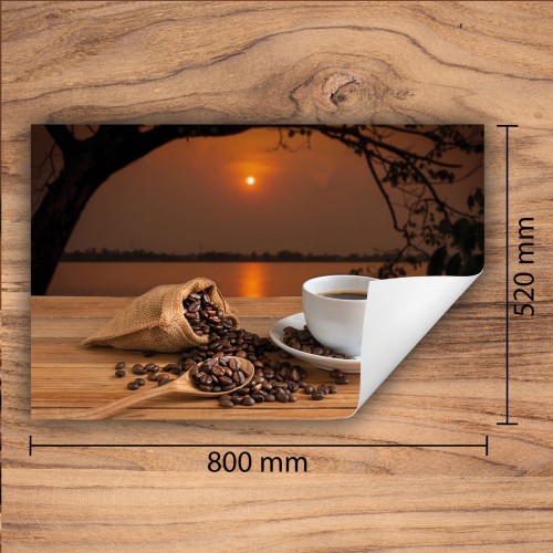 Mata ochronna na kuchenkę indukcyjną 80x52 cm - Mata antypoślizgowa na blat - Płyta ochronna zwijana - Dekoracja do kuchni - Więcej miejsca - Kawa Zachód słońca