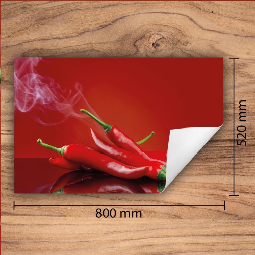 Mata ochronna na kuchenkę indukcyjną 80x52 cm - Mata antypoślizgowa na blat - Płyta ochronna zwijana - Dekoracja do kuchni - Więcej miejsca - Chili Czerwona