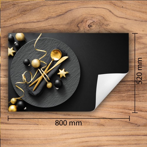 Mata ochronna na kuchenkę indukcyjną 80x52 cm - Mata antypoślizgowa na blat - Płyta ochronna zwijana - Dekoracja do kuchni - Więcej miejsca - Czarna wakacje