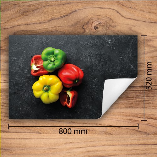 Mata ochronna na kuchenkę indukcyjną 80x52 cm - Mata antypoślizgowa na blat - Płyta ochronna zwijana - Dekoracja do kuchni - Więcej miejsca - Papryka Kolorowa