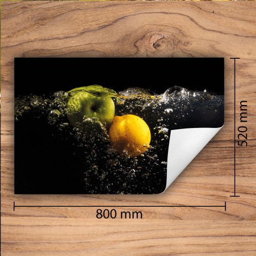 Mata ochronna na kuchenkę indukcyjną 80x52 cm - Mata antypoślizgowa na blat - Płyta ochronna zwijana - Dekoracja do kuchni - Więcej miejsca - Czarna owoce