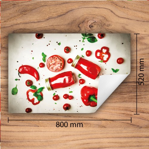 Mata ochronna na kuchenkę indukcyjną 80x52 cm - Mata antypoślizgowa na blat - Płyta ochronna zwijana - Dekoracja do kuchni - Więcej miejsca - Papryka Czerwona