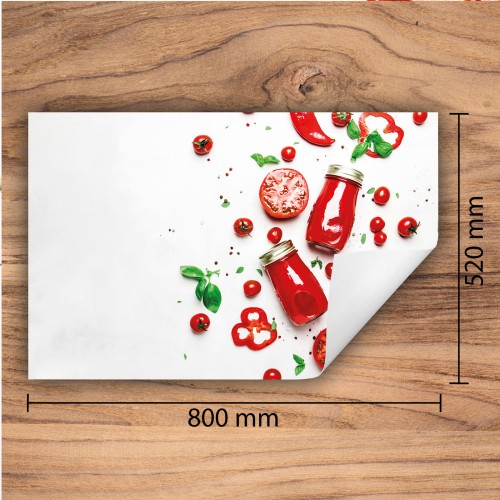 Mata ochronna na kuchenkę indukcyjną 80x52 cm - Mata antypoślizgowa na blat - Płyta ochronna zwijana - Dekoracja do kuchni - Więcej miejsca - Czerwona papryka